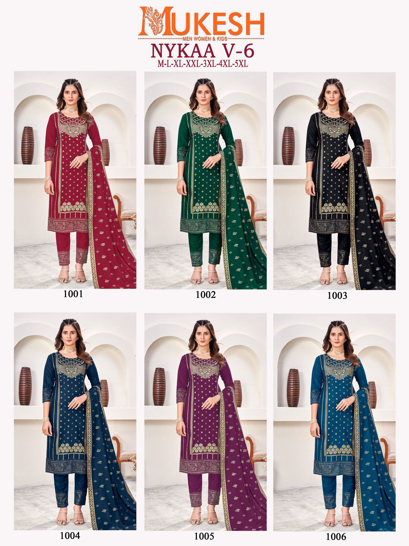 Nykaa V 6 By Mukesh Rayon Gold Printed Kurti With Bottom Dupatta Wholesale Market In Surat
